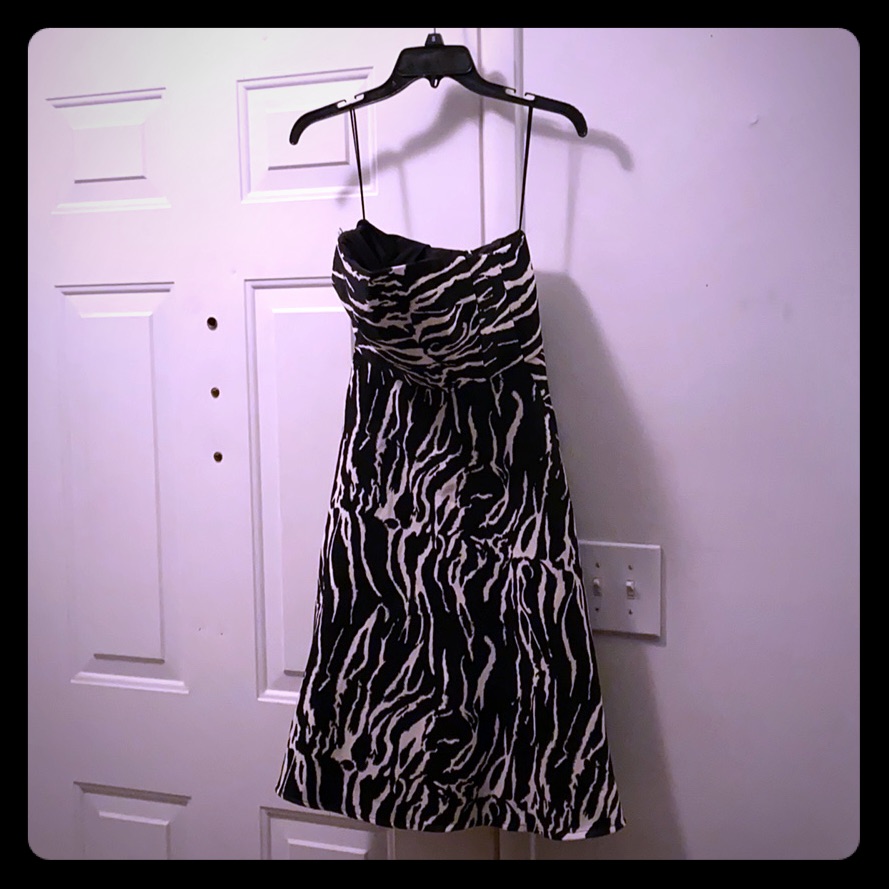 Reiss Strapless Elinor Dress Black And White